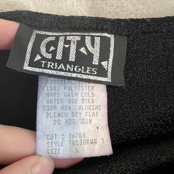 VTG City Triangles Dress Womens Large Glitter Babydoll Halter Hi Low Y2K Fairy - Picture 7 of 12